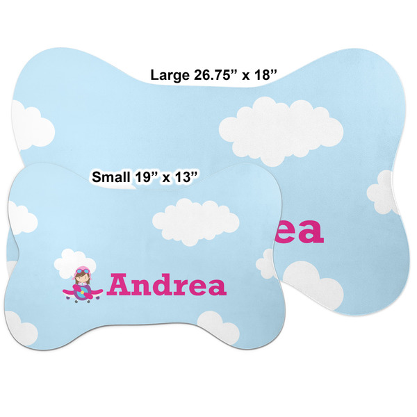 Airplane & Girl Pilot Bone Shaped Mat Comparison