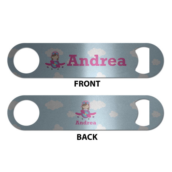 Airplane & Girl Pilot Bottle Opener - Front & Back
