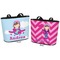 Airplane & Girl Pilot Bucket Totes w/ Genuine Leather Trim - Regular - Front and Back - Apvl