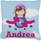 Airplane & Girl Pilot Faux-Linen Throw Pillow 18" (Personalized)