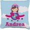 Airplane & Girl Pilot Burlap Pillow 22"