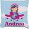 Airplane & Girl Pilot Faux-Linen Throw Pillow 26" (Personalized)