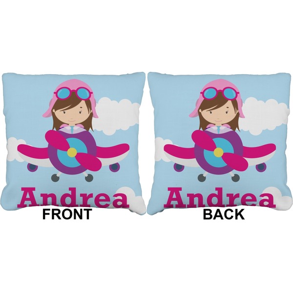 Airplane & Girl Pilot Burlap Pillow Approval