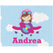 Airplane & Girl Pilot Woven Fabric Placemat - Twill w/ Name or Text