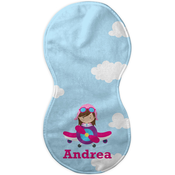 Airplane & Girl Pilot Burp Peanut Shaped Flat