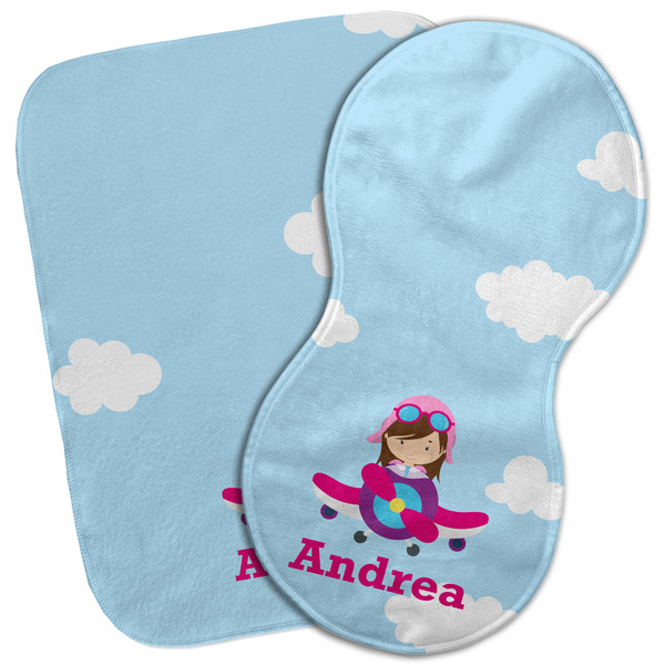 Custom Airplane & Girl Pilot Burp Cloth (Personalized)