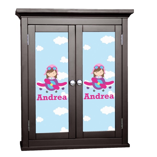 Custom Airplane & Girl Pilot Cabinet Decal - Small (Personalized)