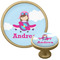 Airplane & Girl Pilot Cabinet Knob - Gold (Personalized)