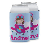 Airplane & Girl Pilot Can Cooler (12 oz) w/ Name or Text