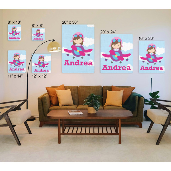 Airplane & Girl Pilot Canvas Prints - Multiple Sizes