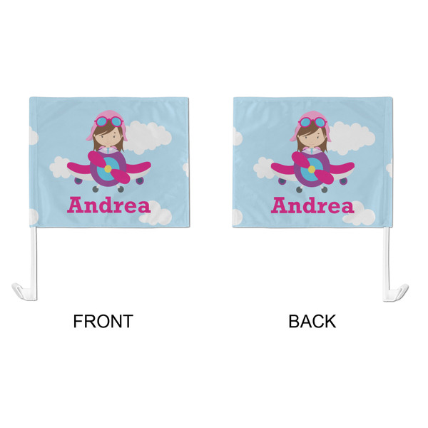 Airplane & Girl Pilot Car Flag - Large - APPROVAL
