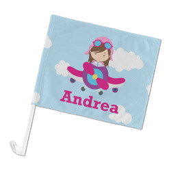 Airplane & Girl Pilot Car Flag (Personalized)