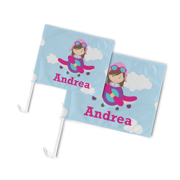 Airplane & Girl Pilot Car Flags - PARENT MAIN (both sizes)