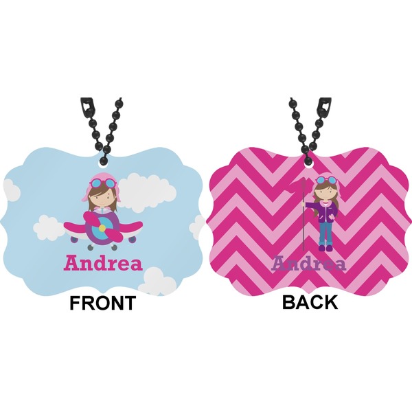 Airplane & Girl Pilot Car Ornament (Approval)