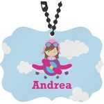Airplane & Girl Pilot Rear View Mirror Decor (Personalized)