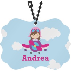 Airplane & Girl Pilot Rear View Mirror Decor (Personalized)
