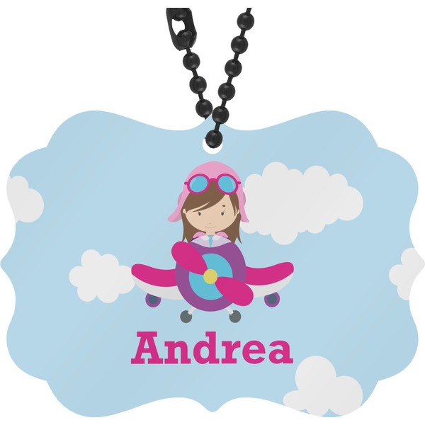 Custom Airplane & Girl Pilot Rear View Mirror Decor (Personalized)