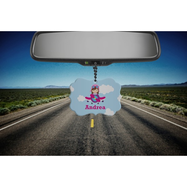 Airplane & Girl Pilot Car Ornament (Road)