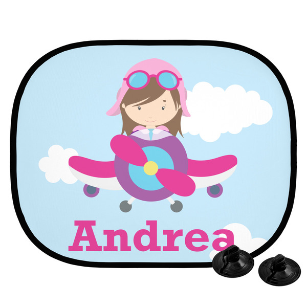 Custom Airplane & Girl Pilot Car Side Window Sun Shade (Personalized)