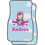 Airplane & Girl Pilot Car Floor Mats (Front Seat) (Personalized)