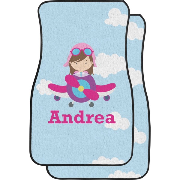Airplane & Girl Pilot Custom Car Floor Mats (Front Seat)