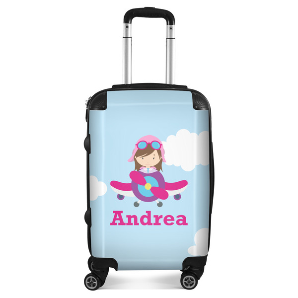 Custom Airplane & Girl Pilot Suitcase (Personalized)