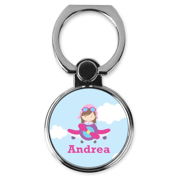 Custom Airplane & Girl Pilot Cell Phone Ring Stand & Holder (Personalized)