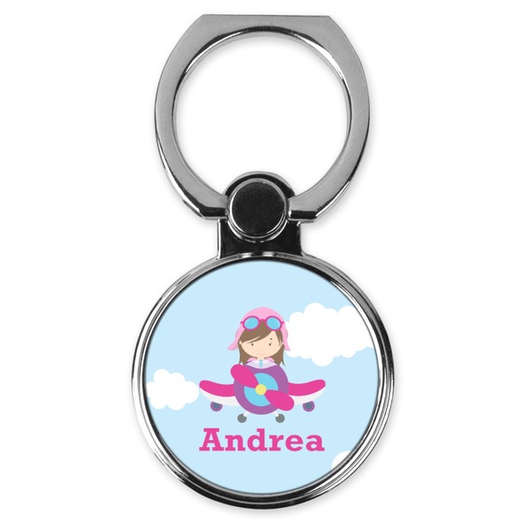 Custom Airplane & Girl Pilot Cell Phone Ring Stand & Holder (Personalized)