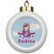 Airplane & Girl Pilot Ceramic Ball Ornament (Personalized)