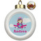 Airplane & Girl Pilot Ceramic Christmas Ornament - Poinsettias (Front View)
