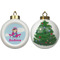 Airplane & Girl Pilot Ceramic Christmas Ornament - X-Mas Tree (APPROVAL)