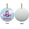 Airplane & Girl Pilot Ceramic Flat Ornament - Circle Front & Back (APPROVAL)