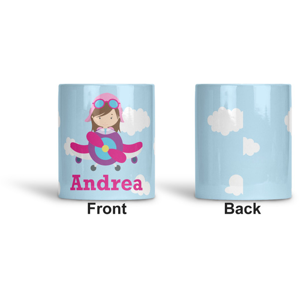 Airplane & Girl Pilot Ceramic Pen Holder - Apvl