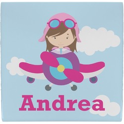 Airplane & Girl Pilot Ceramic Tile Hot Pad (Personalized)
