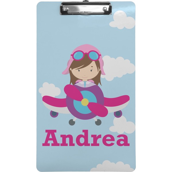 Custom Airplane & Girl Pilot Clipboard (Legal Size) (Personalized)