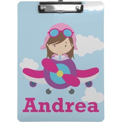 Airplane & Girl Pilot Clipboard (Letter Size) (Personalized)