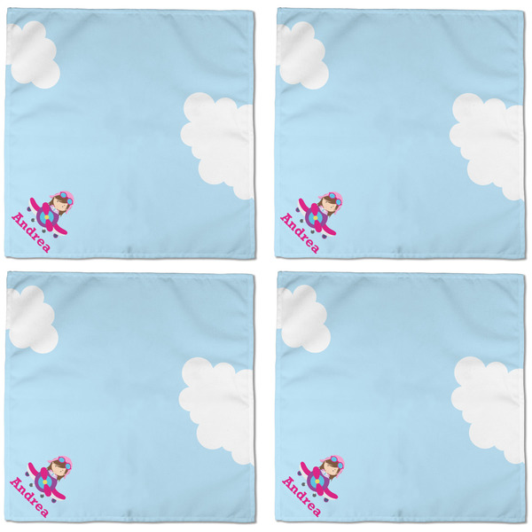 Airplane & Girl Pilot Cloth Napkins - Personalized Dinner (APPROVAL) Set of 4