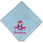 Airplane & Girl Pilot Cloth Dinner Napkin - Single w/ Name or Text