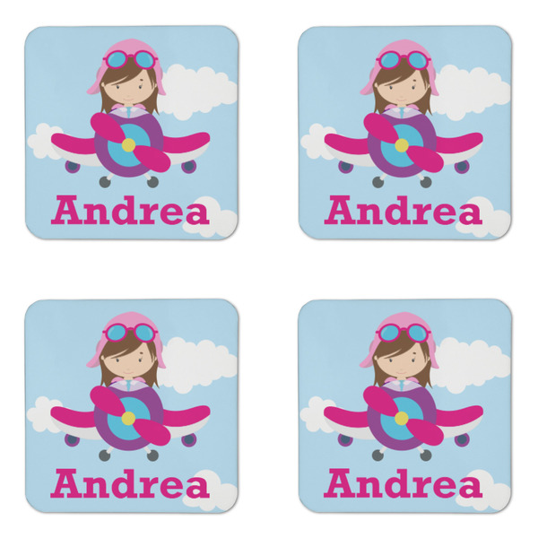 Airplane & Girl Pilot Coaster Set - APPROVAL