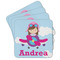 Airplane & Girl Pilot Cork Coaster - Set of 4 w/ Name or Text
