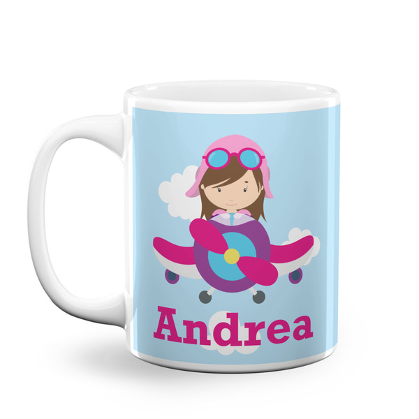 Custom Airplane & Girl Pilot Coffee Mug (Personalized)