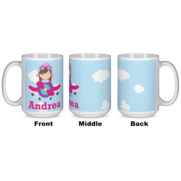 Airplane & Girl Pilot Coffee Mug - 15 oz - White APPROVAL