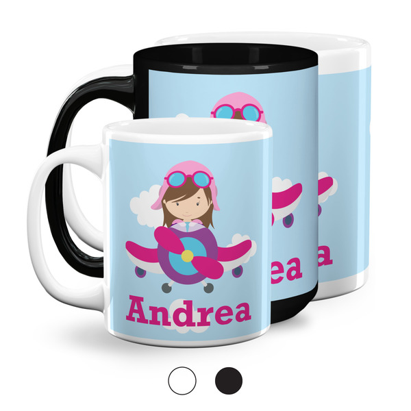 Airplane & Girl Pilot Coffee Mugs Main