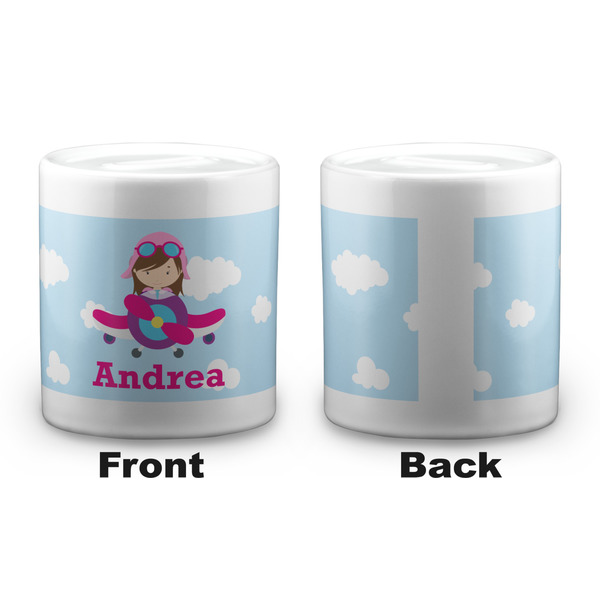 Airplane & Girl Pilot Coin Bank - Apvl