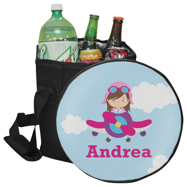 Custom Airplane & Girl Pilot Collapsible Cooler & Seat (Personalized)