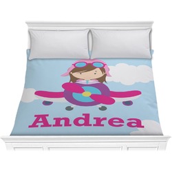 Airplane & Girl Pilot Comforter - King (Personalized)