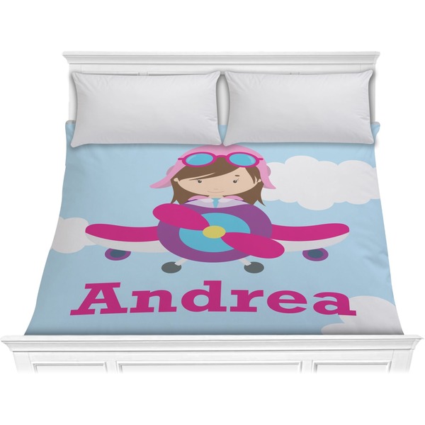 Custom Airplane & Girl Pilot Comforter - King (Personalized)