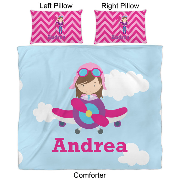 Airplane & Girl Pilot Comforter Set - King - Approval