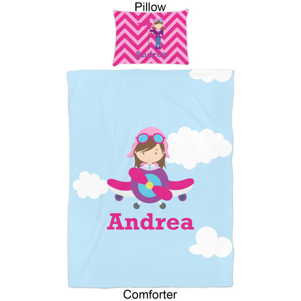 Airplane & Girl Pilot Comforter Set - Twin - Approval