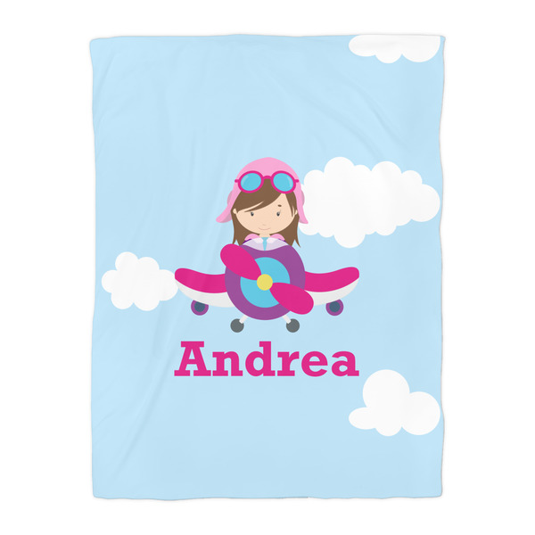 Airplane & Girl Pilot Comforter - Twin - Front